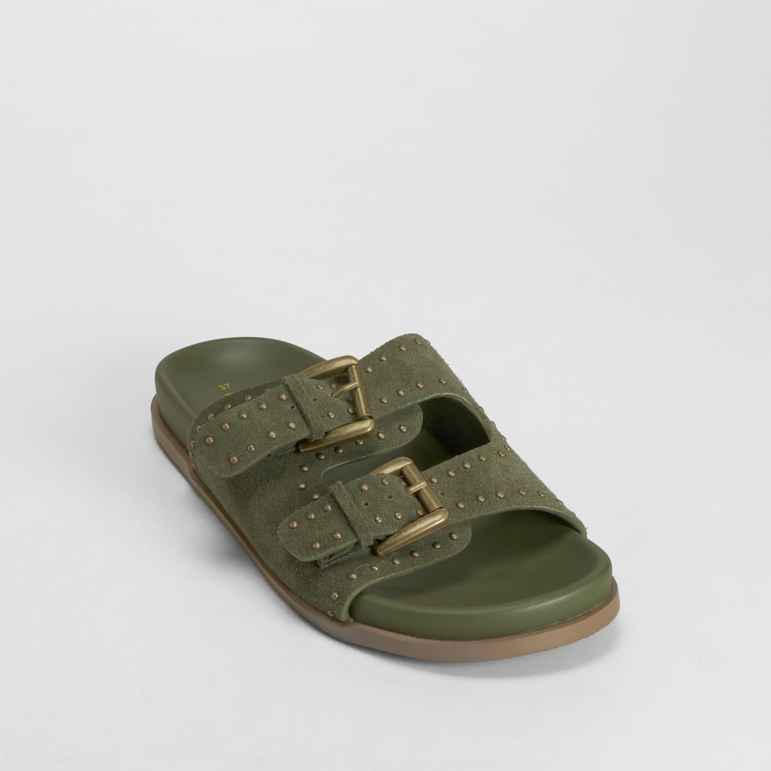 Sandalia bio tachas piel verde FOSCO