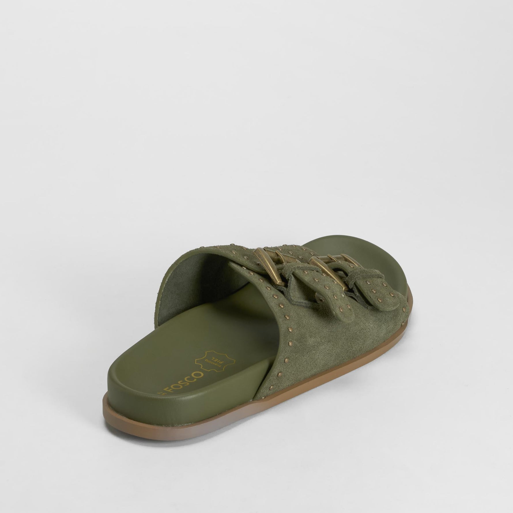 Sandalia bio tachas piel verde FOSCO