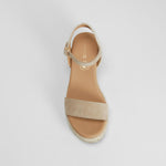 Sandalia yute cuña piel beige FOSCO
