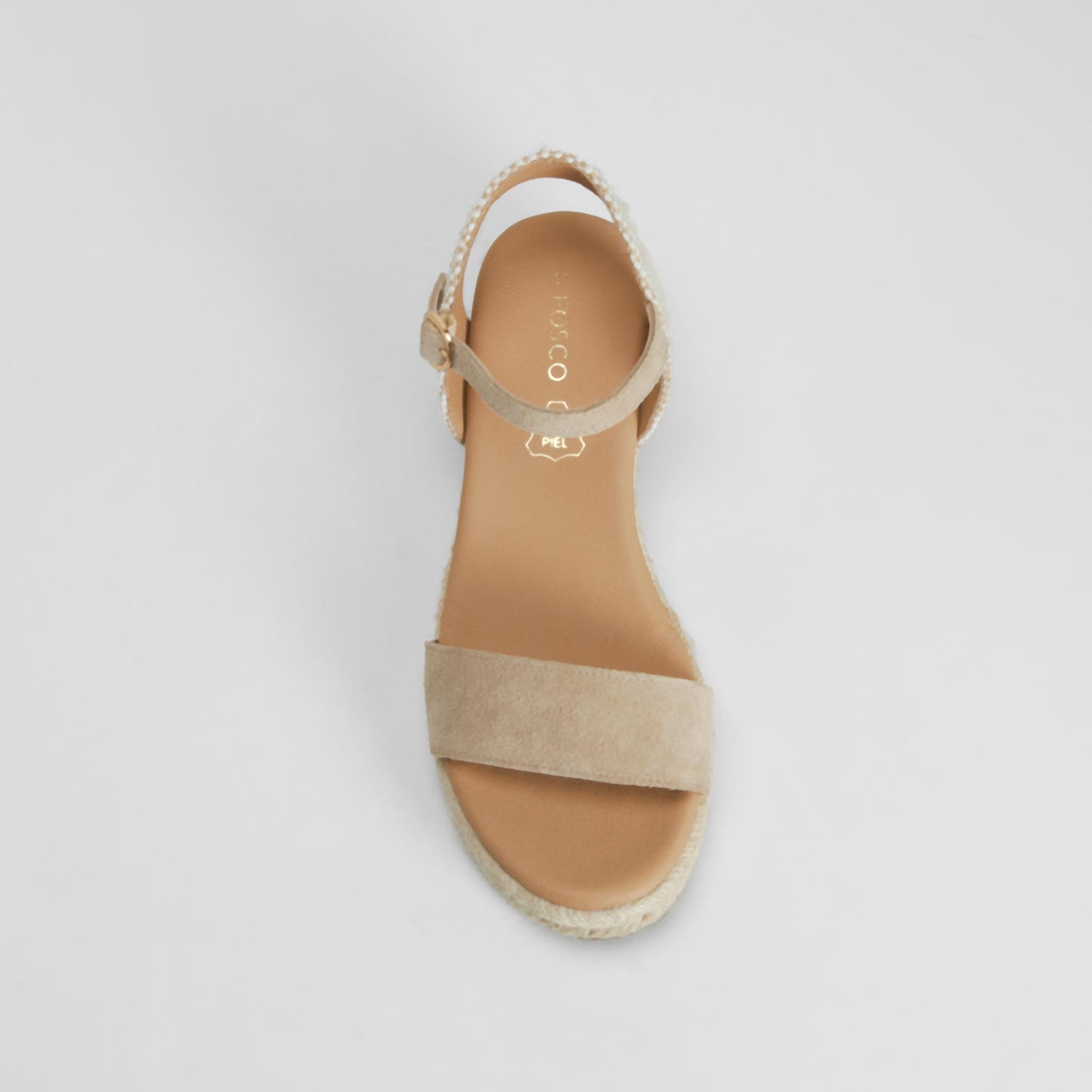 Sandalia yute cuña piel beige FOSCO
