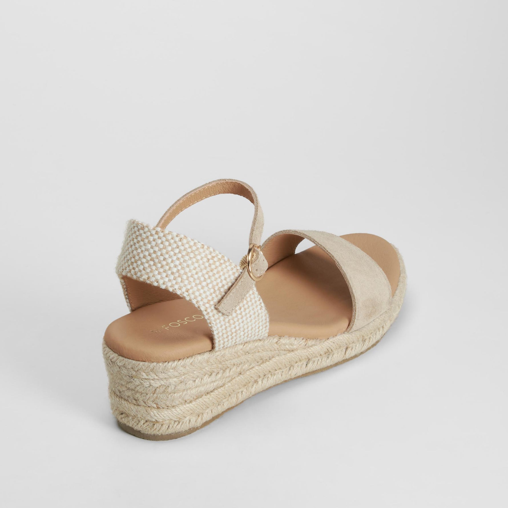 Sandalia yute cuña piel beige FOSCO