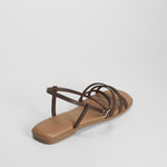 Sandalia plana tiras marron piel FOSCO