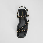 Sandalia tiras tachuelas negro piel FOSCO