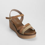 Sandalia cuña piel beige FOSCO