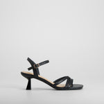Sandalia tacón negro piel FOSCO
