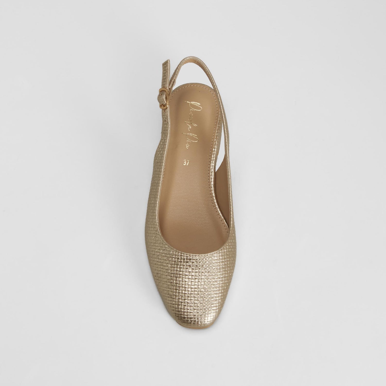 Zapato destalonado tacón bajo oro PICCOLA PIU