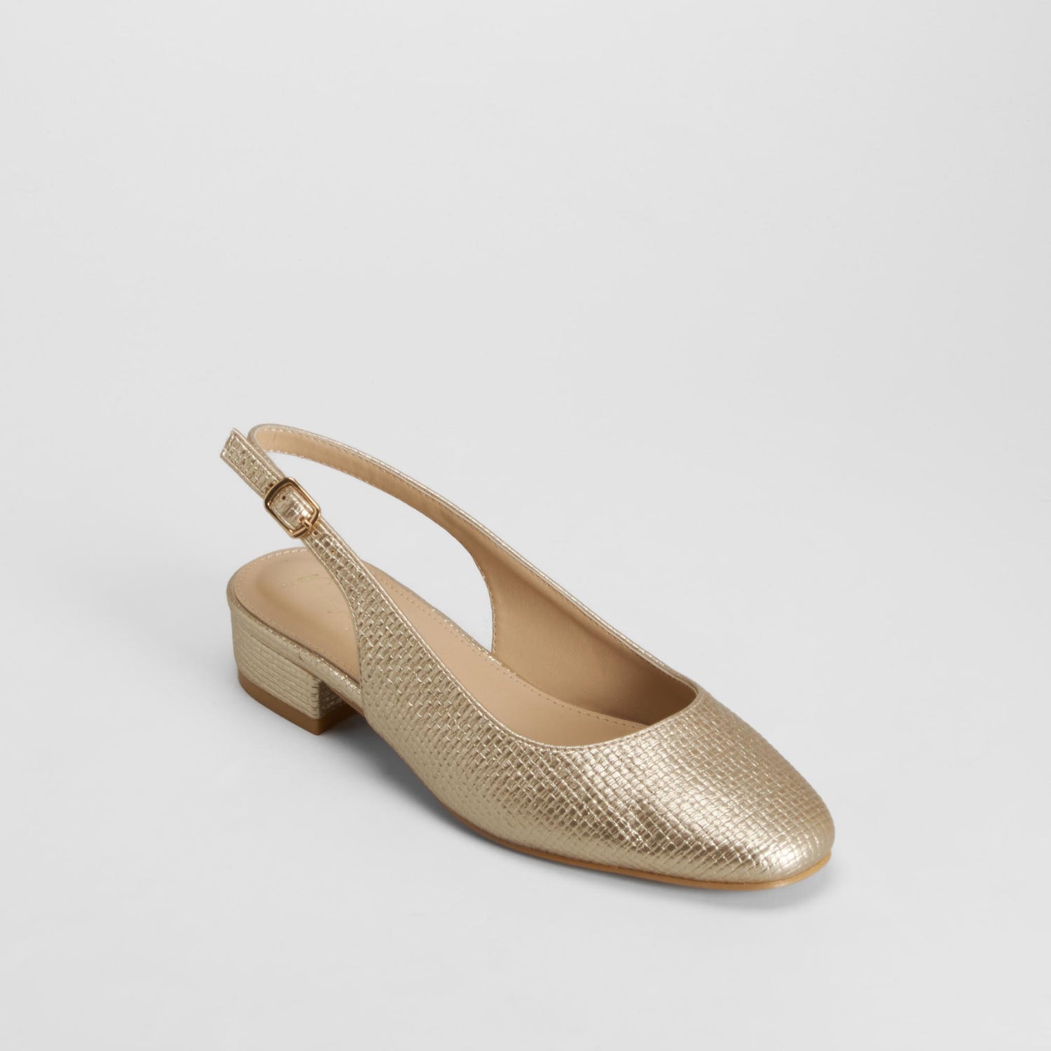 Zapato destalonado tacón bajo oro PICCOLA PIU
