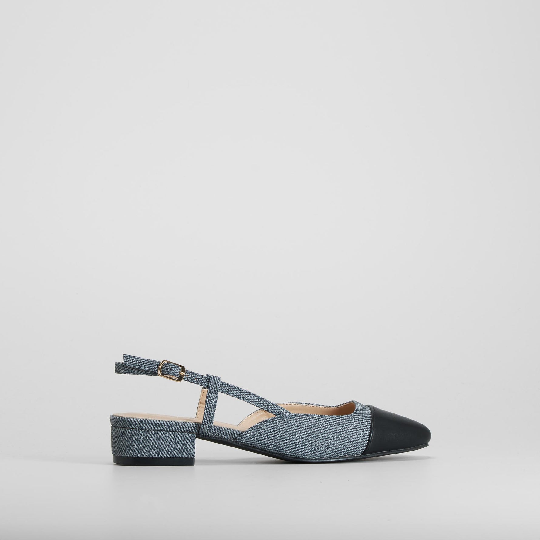 Zapato destalonado tacón medio azul PICCOLA PIU