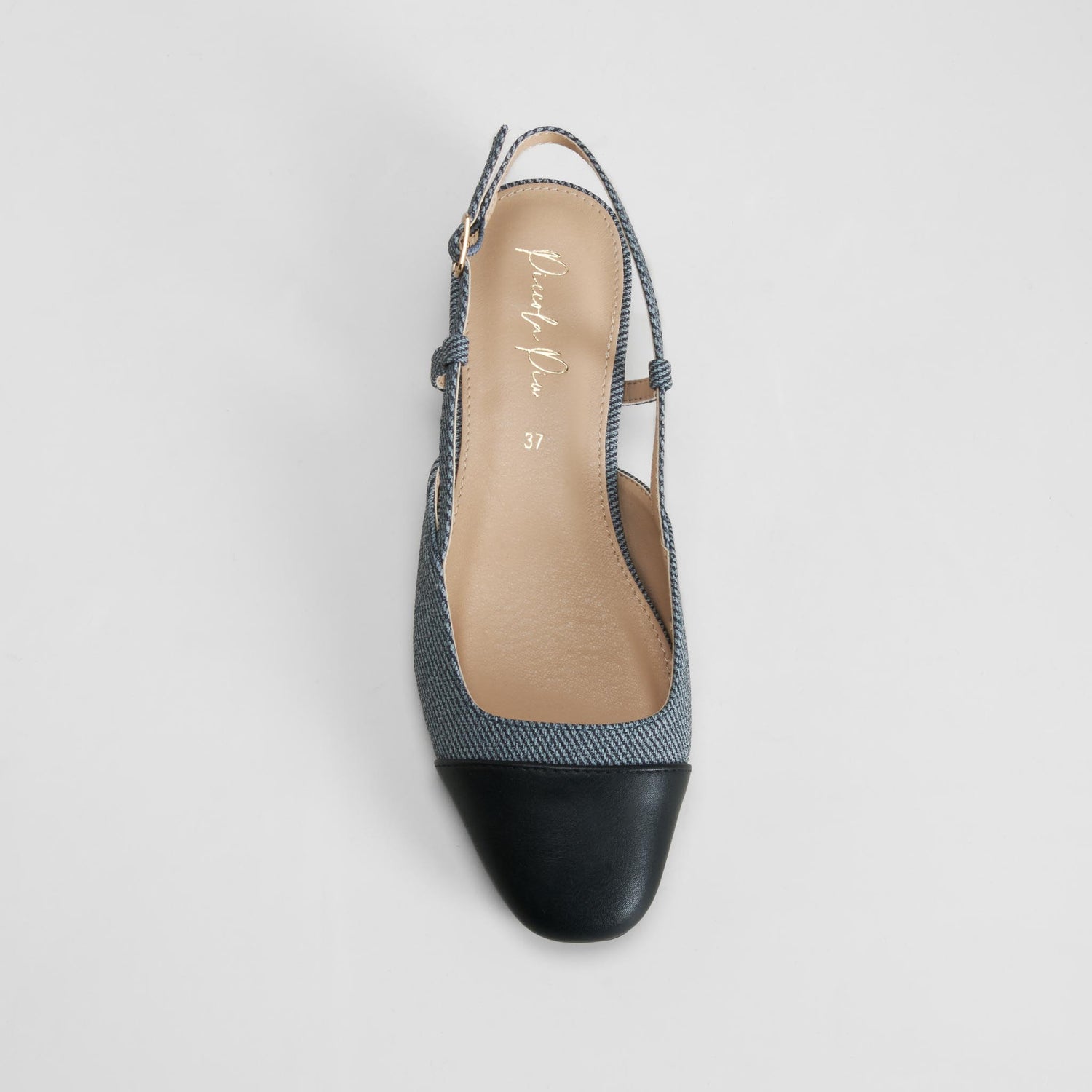 Zapato destalonado tacón medio azul PICCOLA PIU