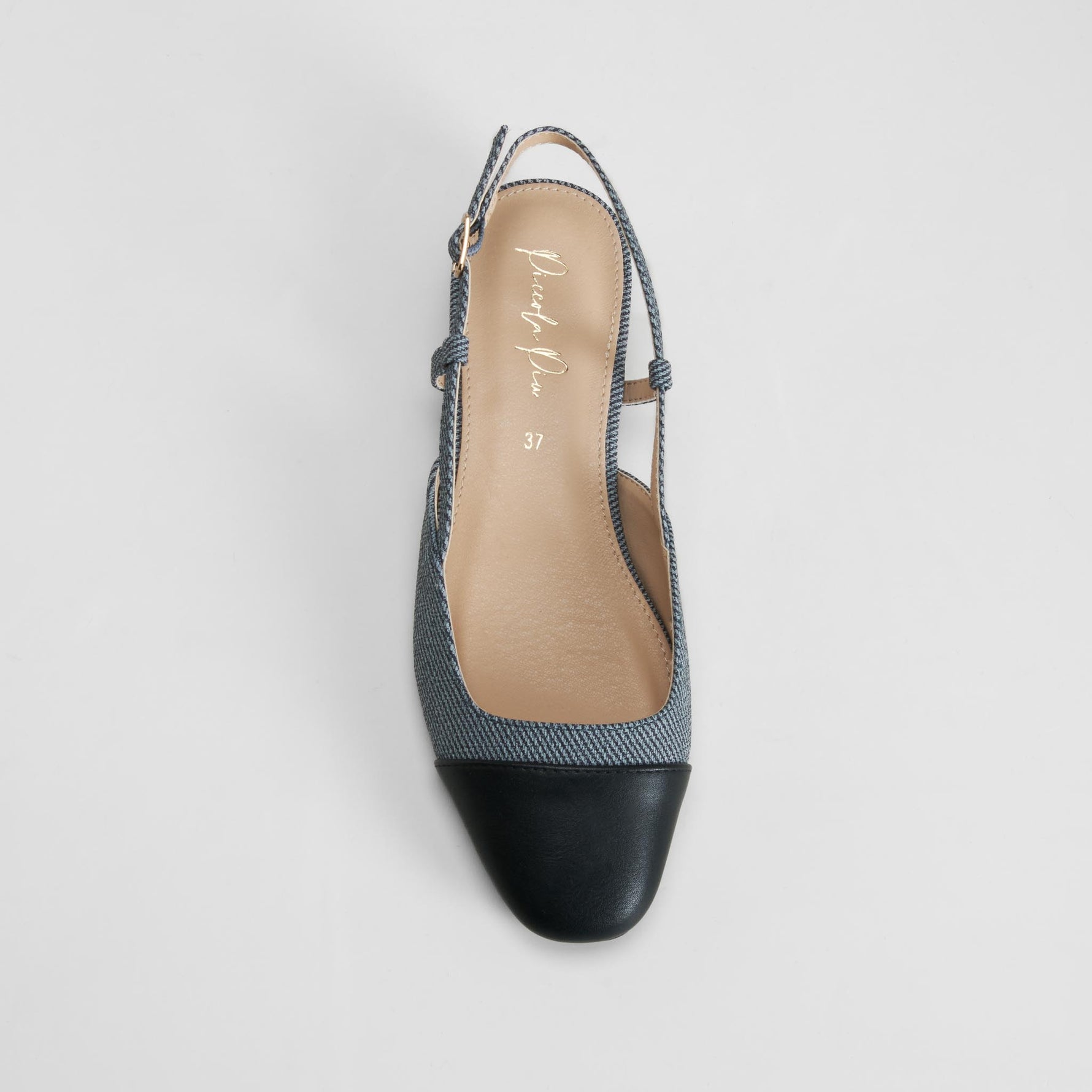 Zapato destalonado tacón medio azul PICCOLA PIU