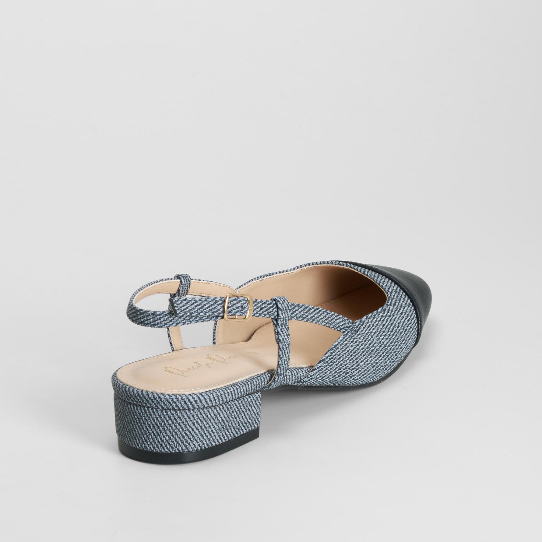 Zapato destalonado tacón medio azul PICCOLA PIU