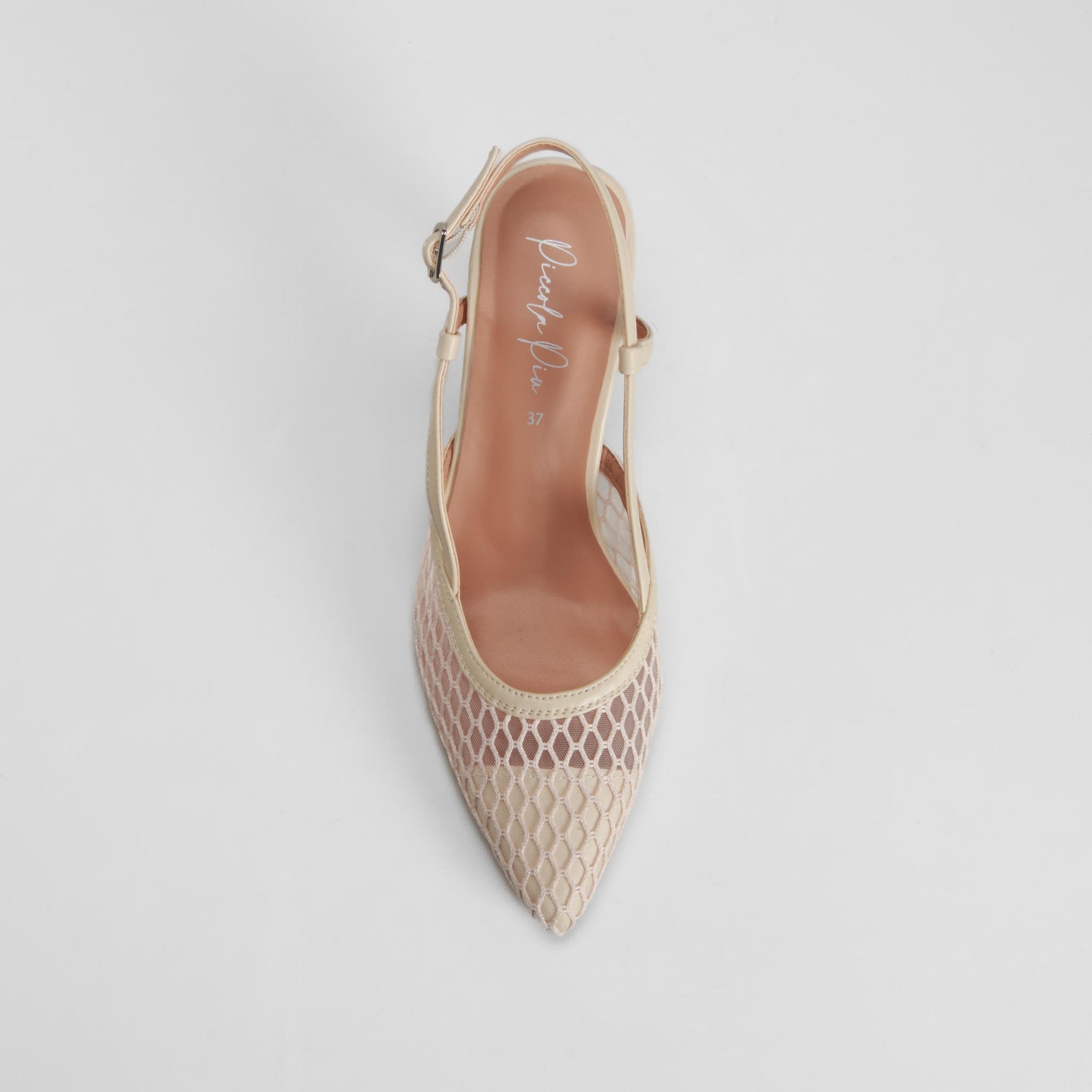 Zapato de salón tacón rejilla beige PICCOLA PIU