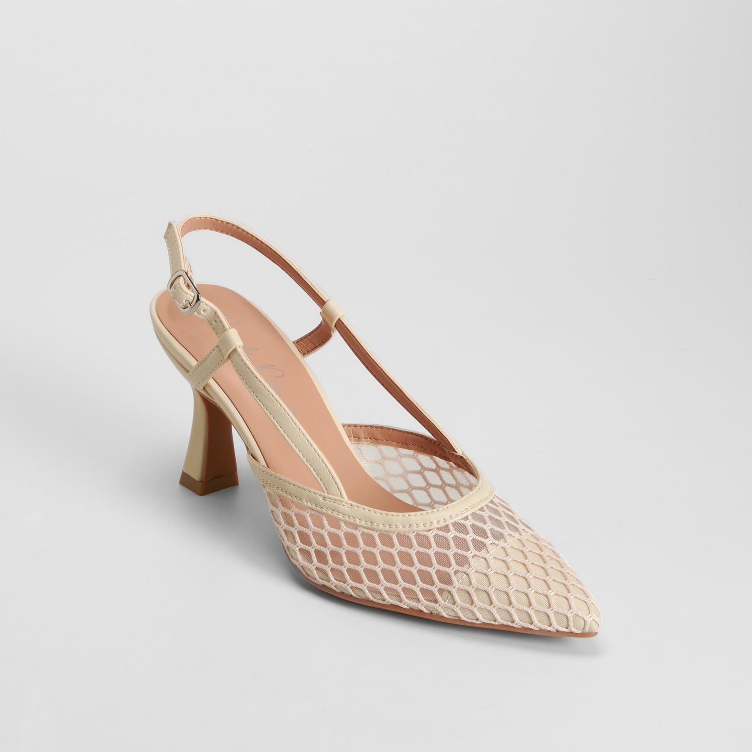Zapato de salón tacón rejilla beige PICCOLA PIU