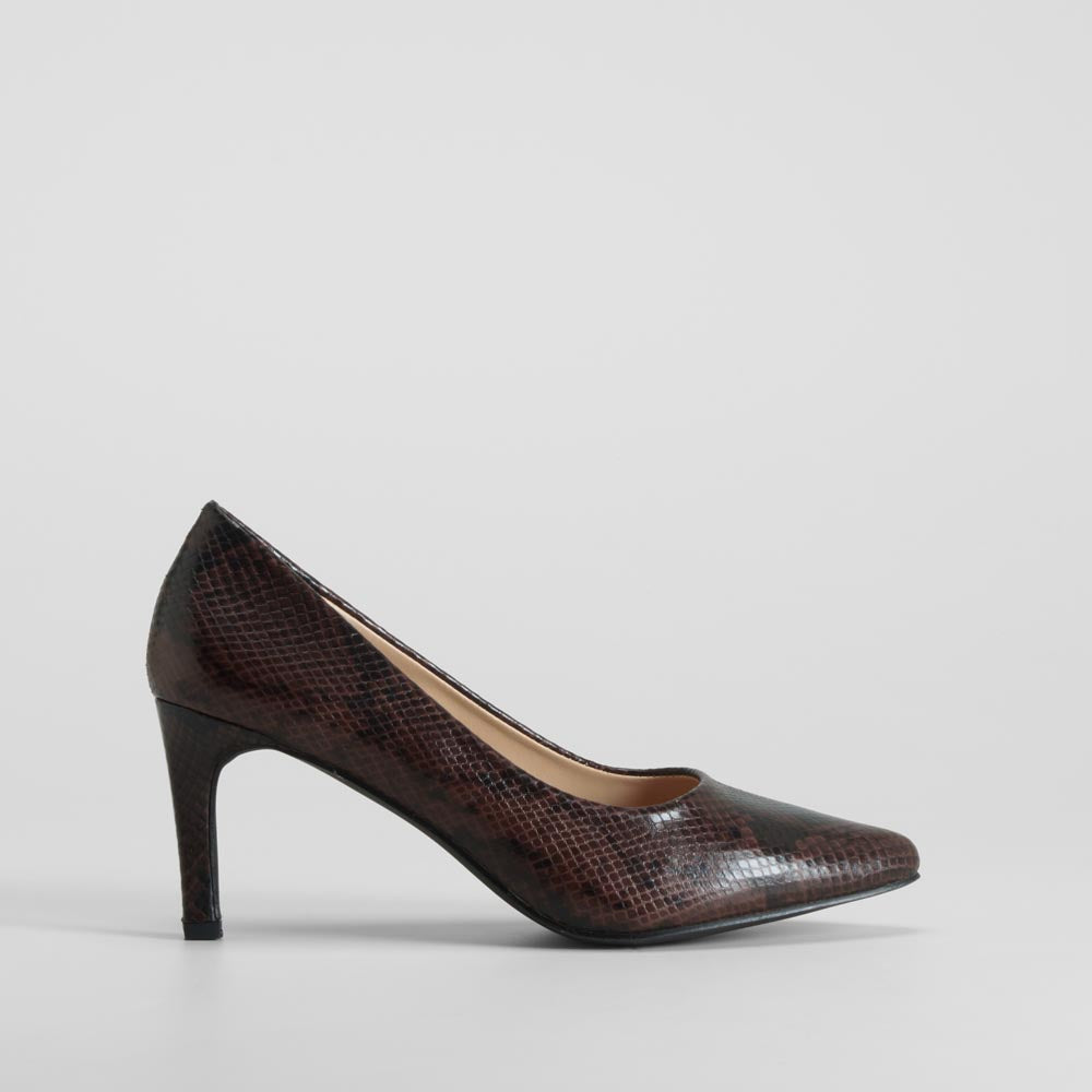 Zapato salón tacón alto marrón PICCOLA PIU