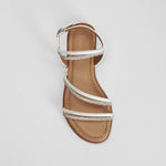Sandalia plana tiras brillantes blanca PICCOLA PIU