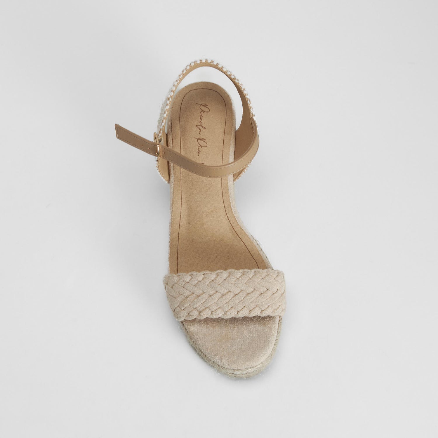 Sandalia yute cuña con trenza beige PICCOLA PIU