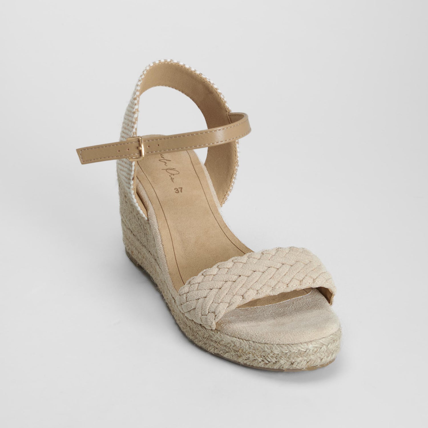 Sandalia yute cuña con trenza beige PICCOLA PIU