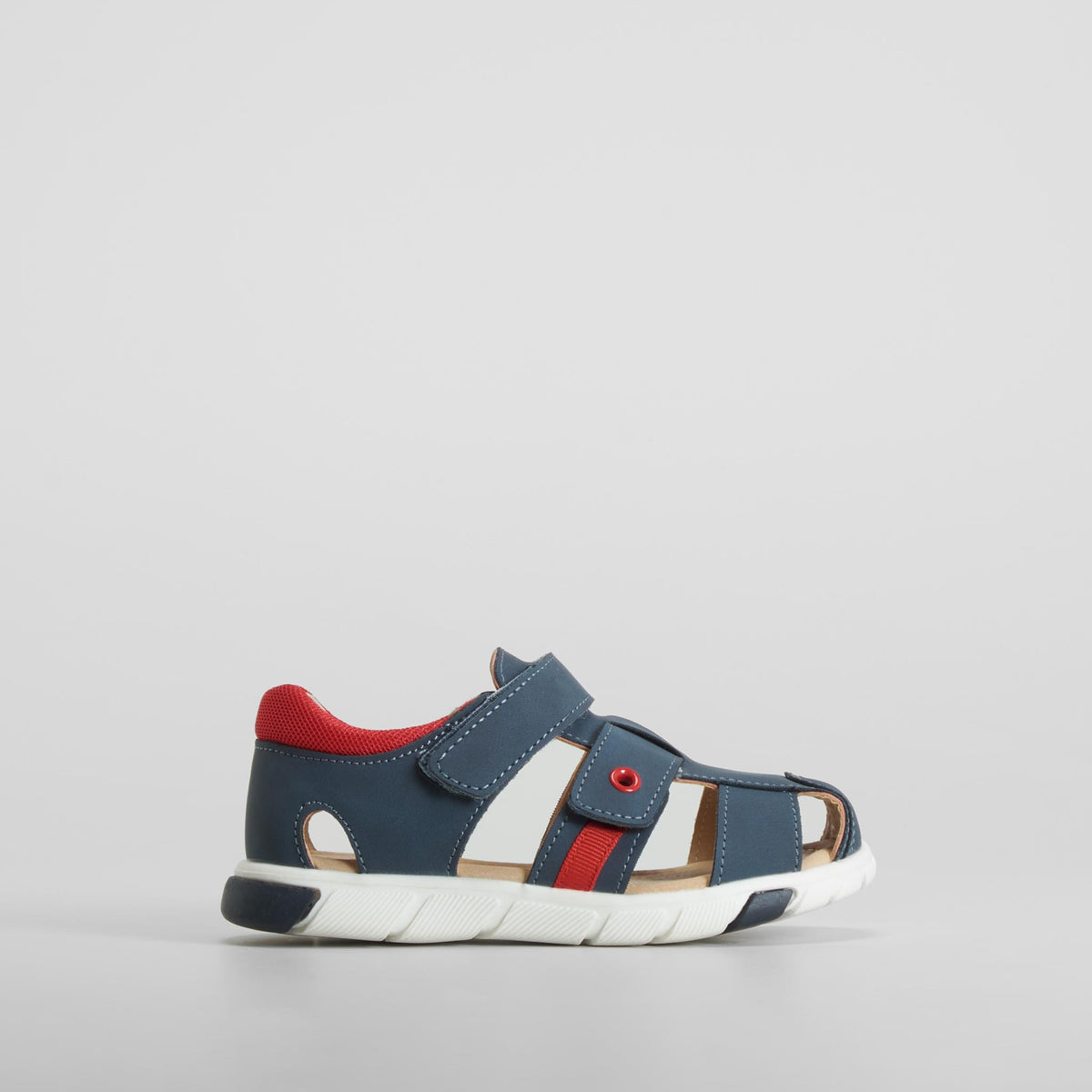 Sandalia cerrada casual velcro azul SEVEN FIVE