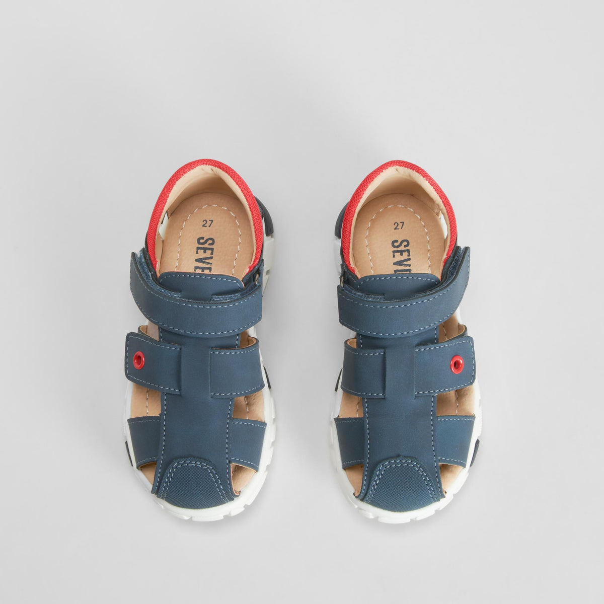 Sandalia cerrada casual velcro azul SEVEN FIVE