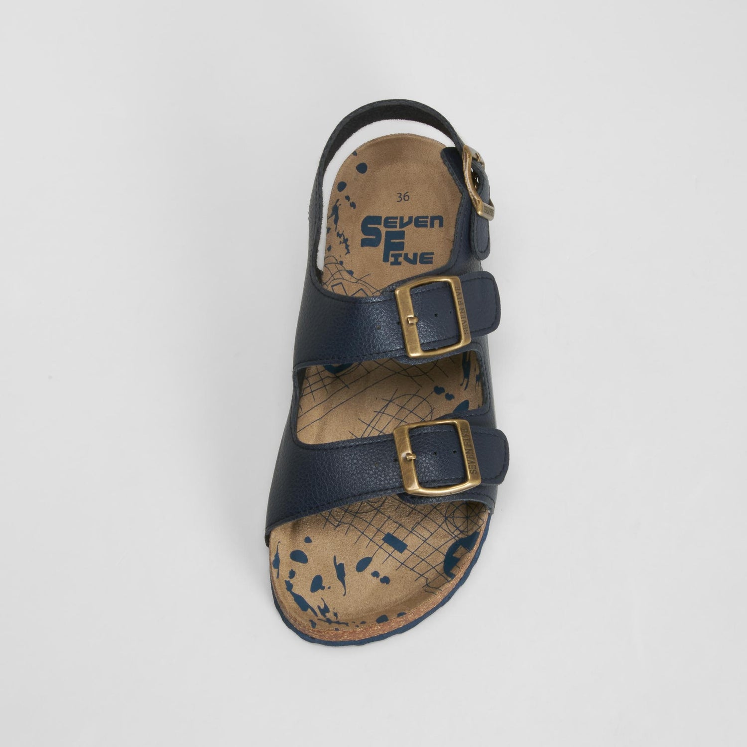Sandalia bio hebillas suela corcho azul SEVEN FIVE