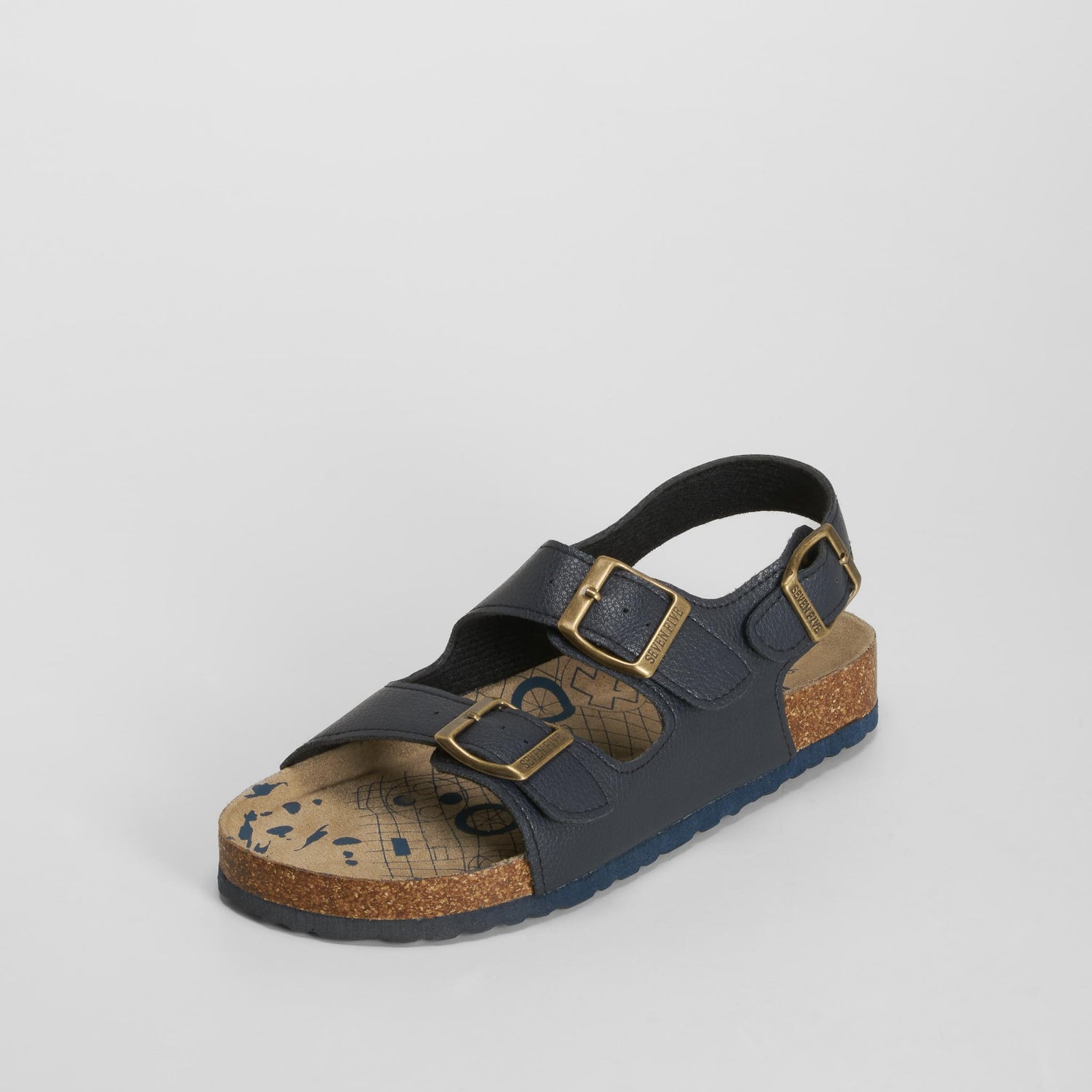 Sandalia bio hebillas suela corcho azul SEVEN FIVE