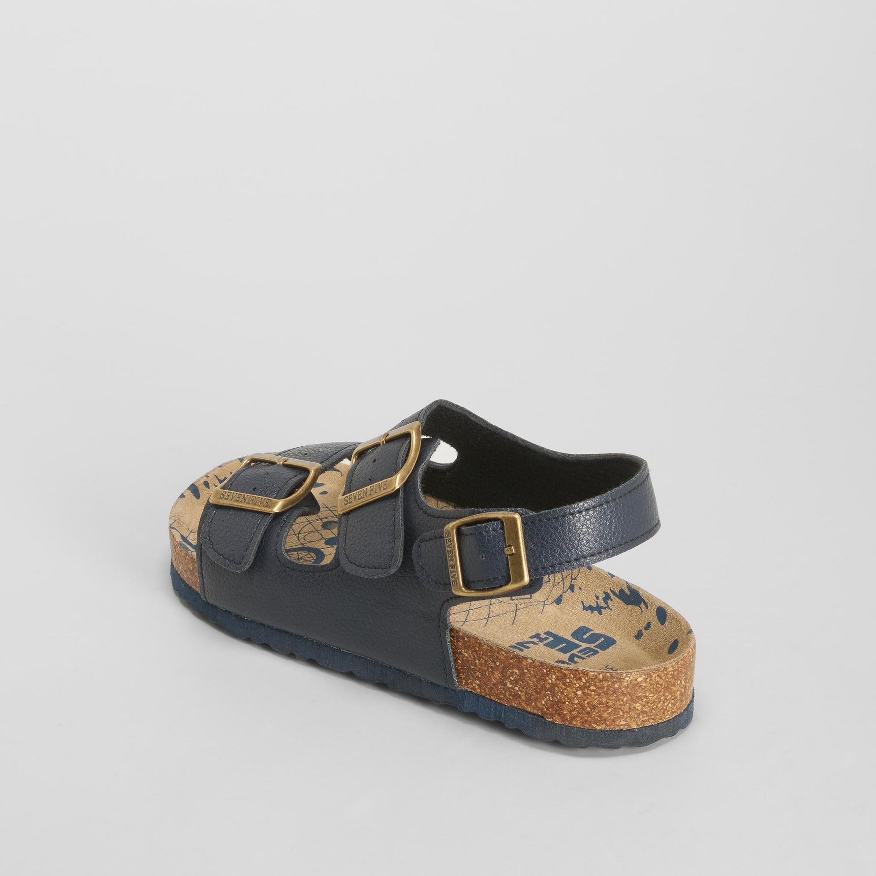 Sandalia bio hebillas suela corcho azul SEVEN FIVE
