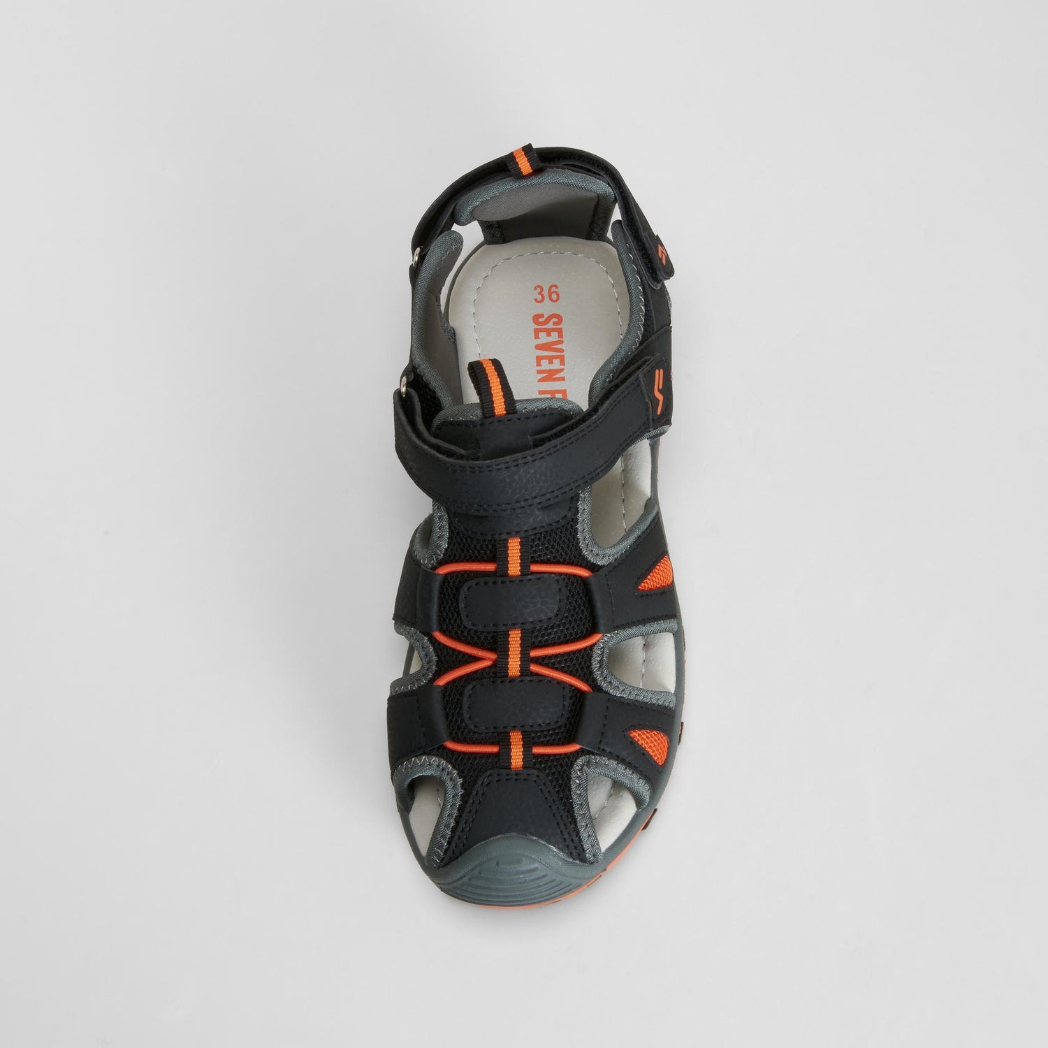 Sandalia deportiva tiras negra SEVEN FIVE