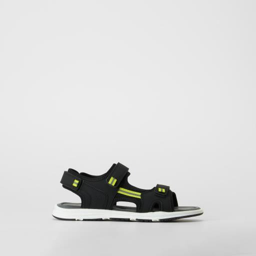 Sandalia casual velcro negra SEVEN FIVE