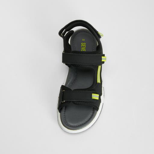 Sandalia casual velcro negra SEVEN FIVE
