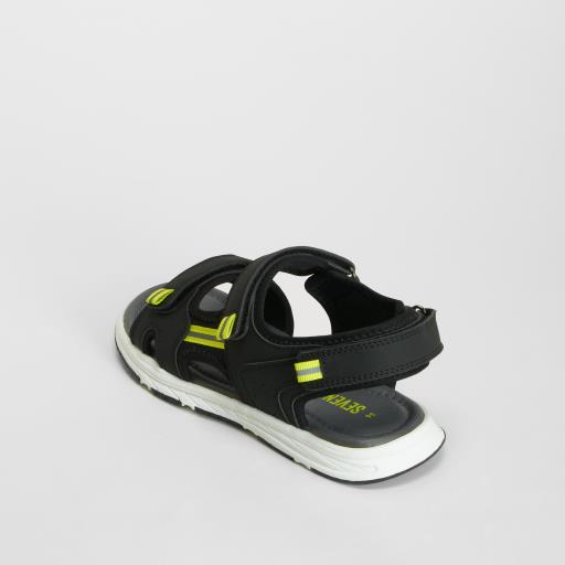 Sandalia casual velcro negra SEVEN FIVE