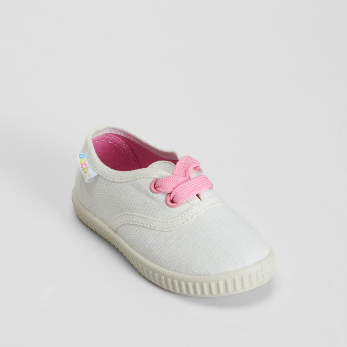 Zapatilla lona bebé blanca y rosa BACHE