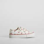 Zapatilla lona cerezas doble velcro blanca BACHE