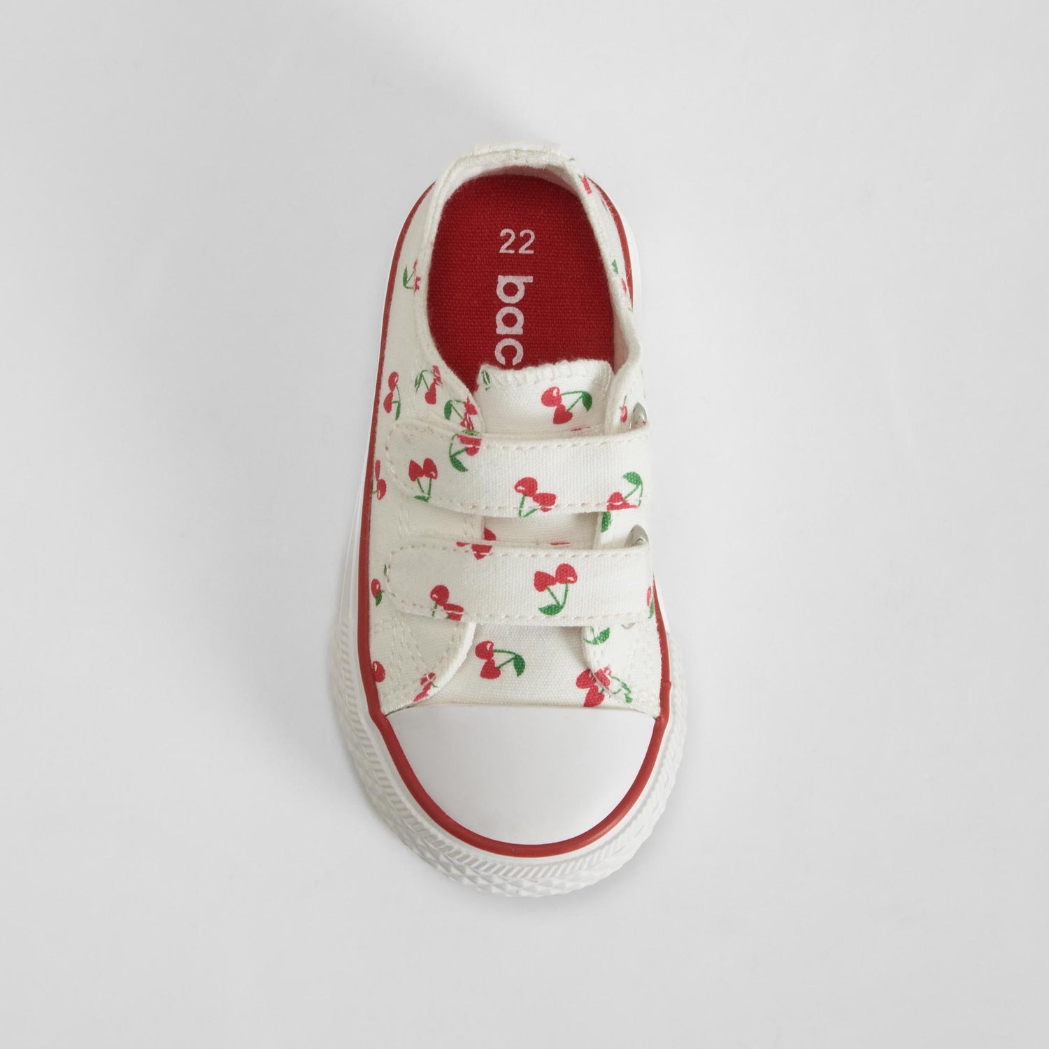 Zapatilla lona cerezas doble velcro blanca BACHE