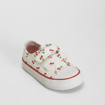 Zapatilla lona cerezas doble velcro blanca BACHE