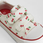 Zapatilla lona cerezas doble velcro blanca BACHE