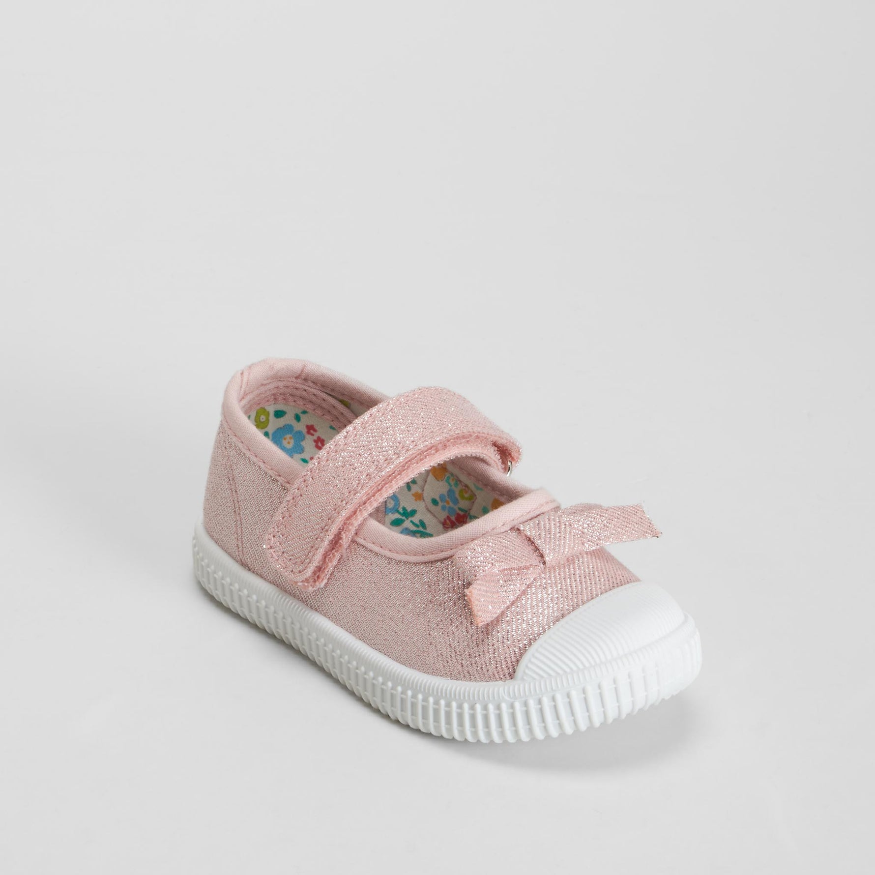 Zapatilla lona puntera lazo bebé rosa BACHE
