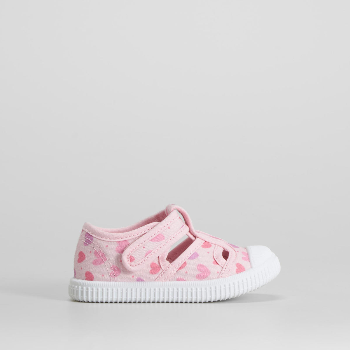 Zapatilla lona cangrejera corazón bebé rosa BACHE