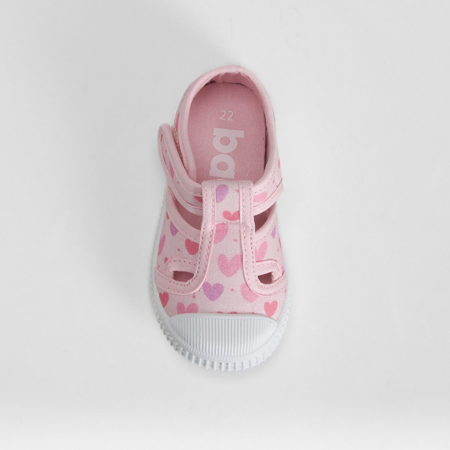 Zapatilla lona cangrejera corazón bebé rosa BACHE