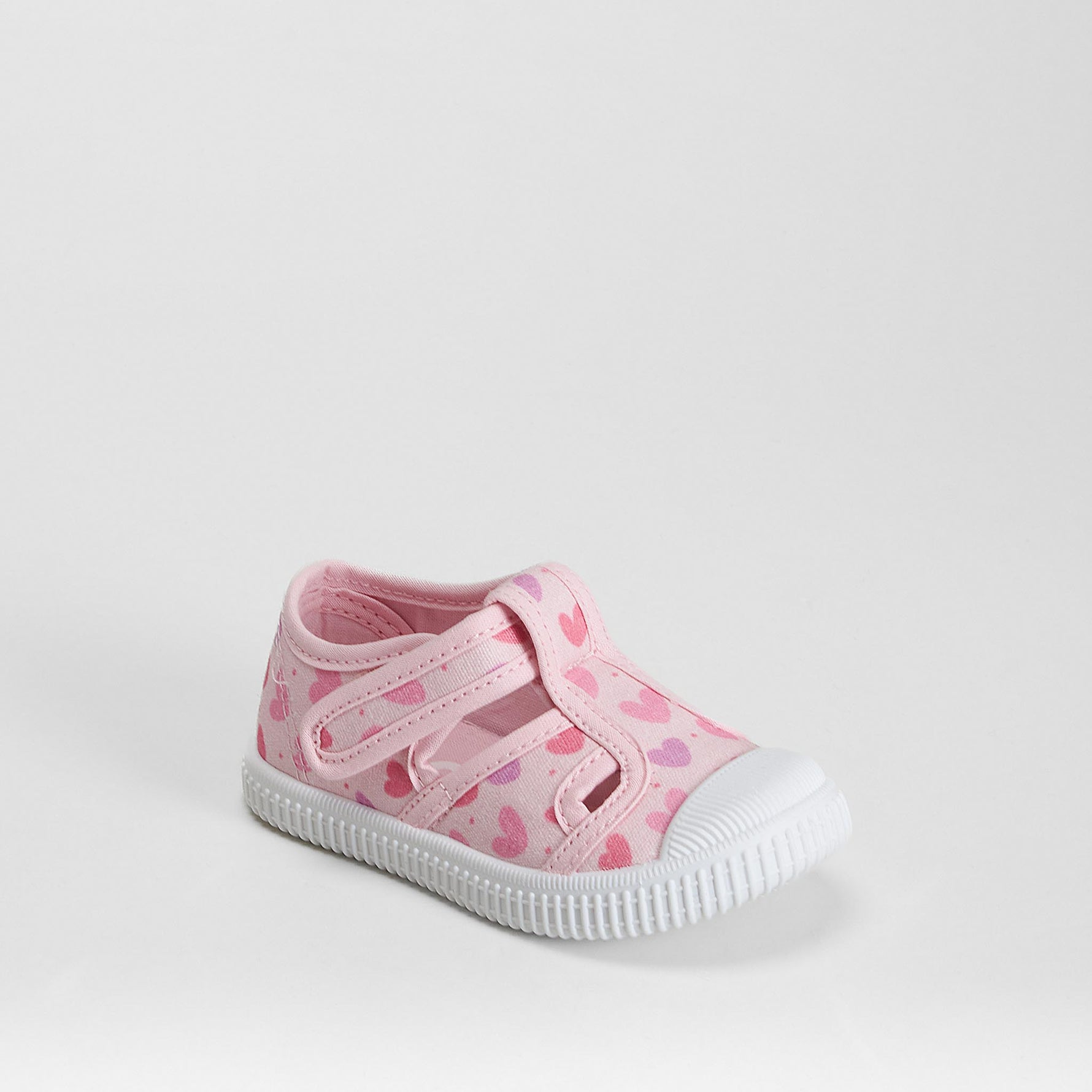 Zapatilla lona cangrejera corazón bebé rosa BACHE