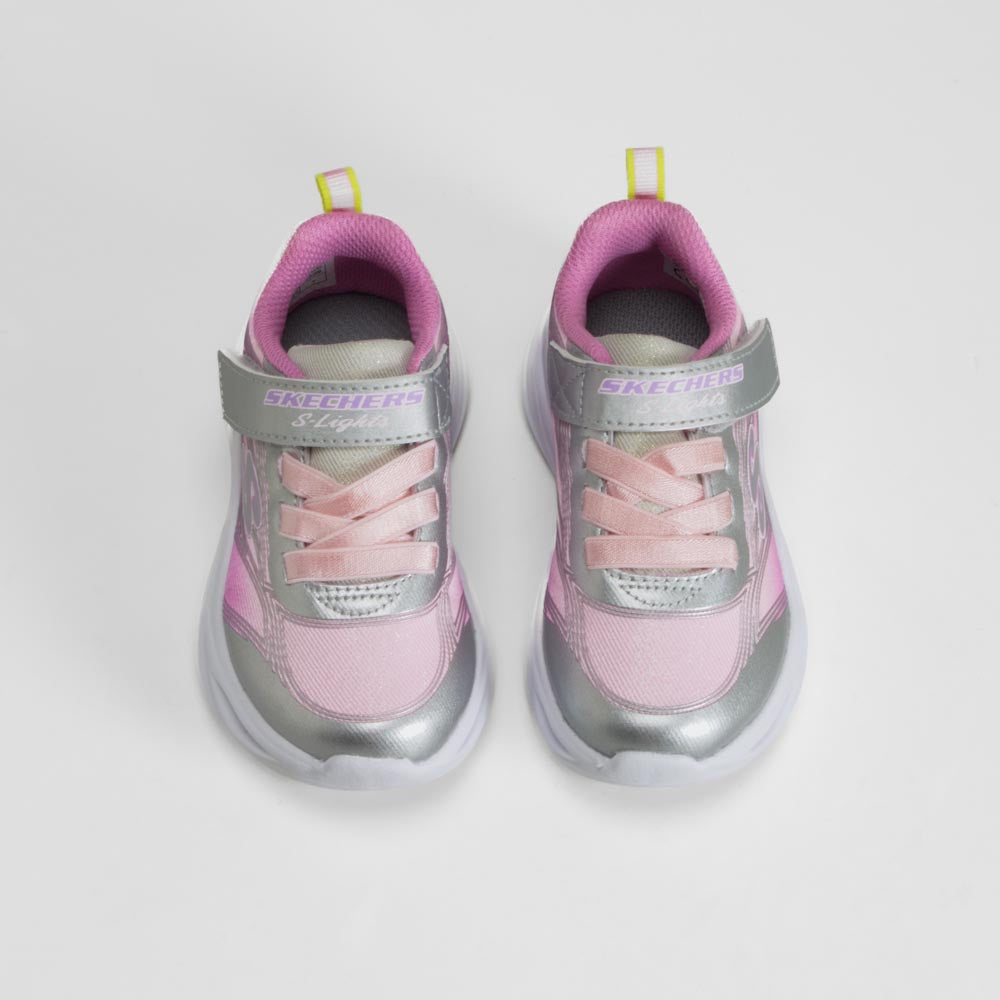 Zapatilla de luces rosa y plateada bebé SKECHERS