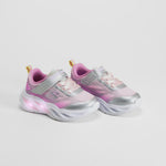 Zapatilla de luces rosa y plateada bebé SKECHERS