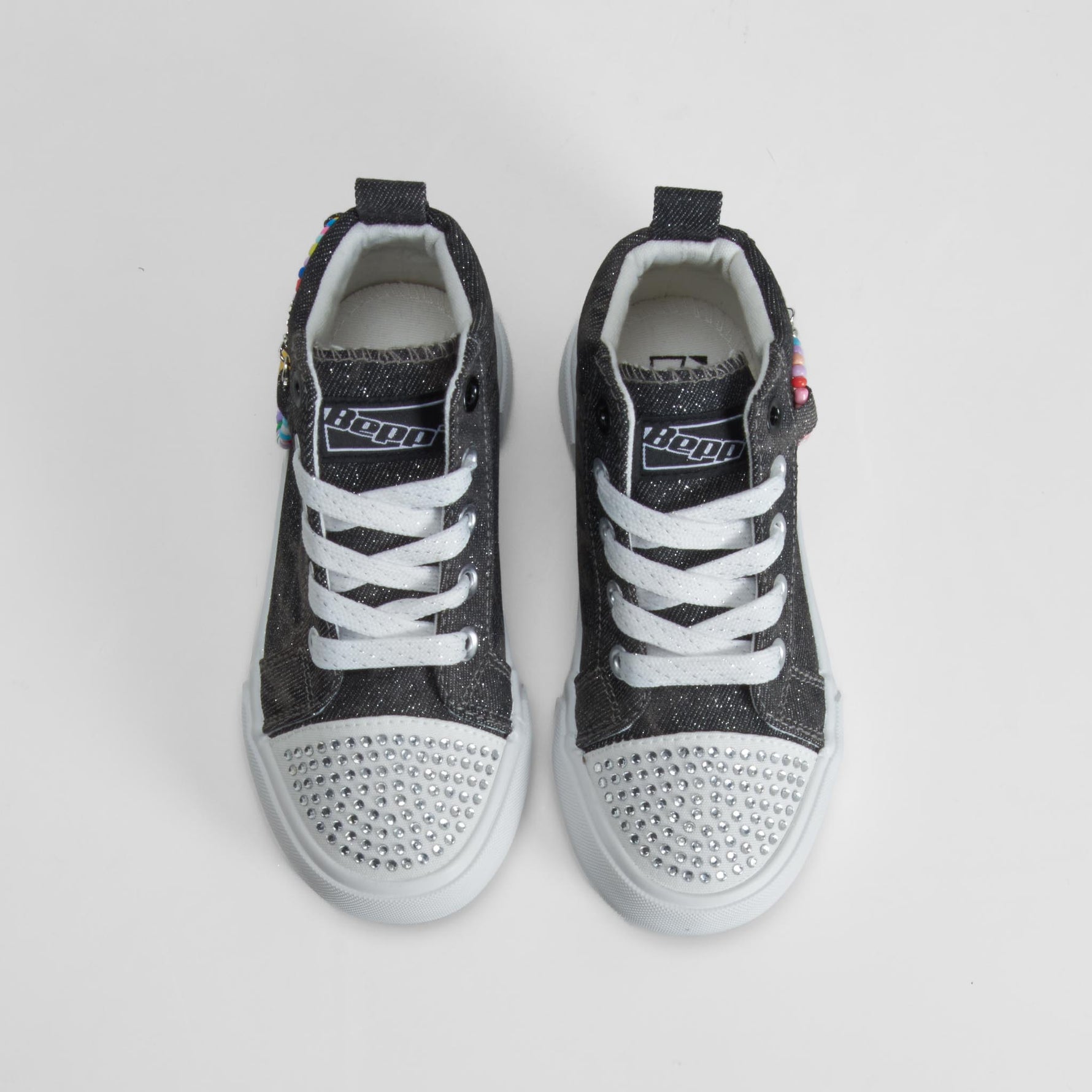Zapatilla alta lona negro con abalorios BEPPI