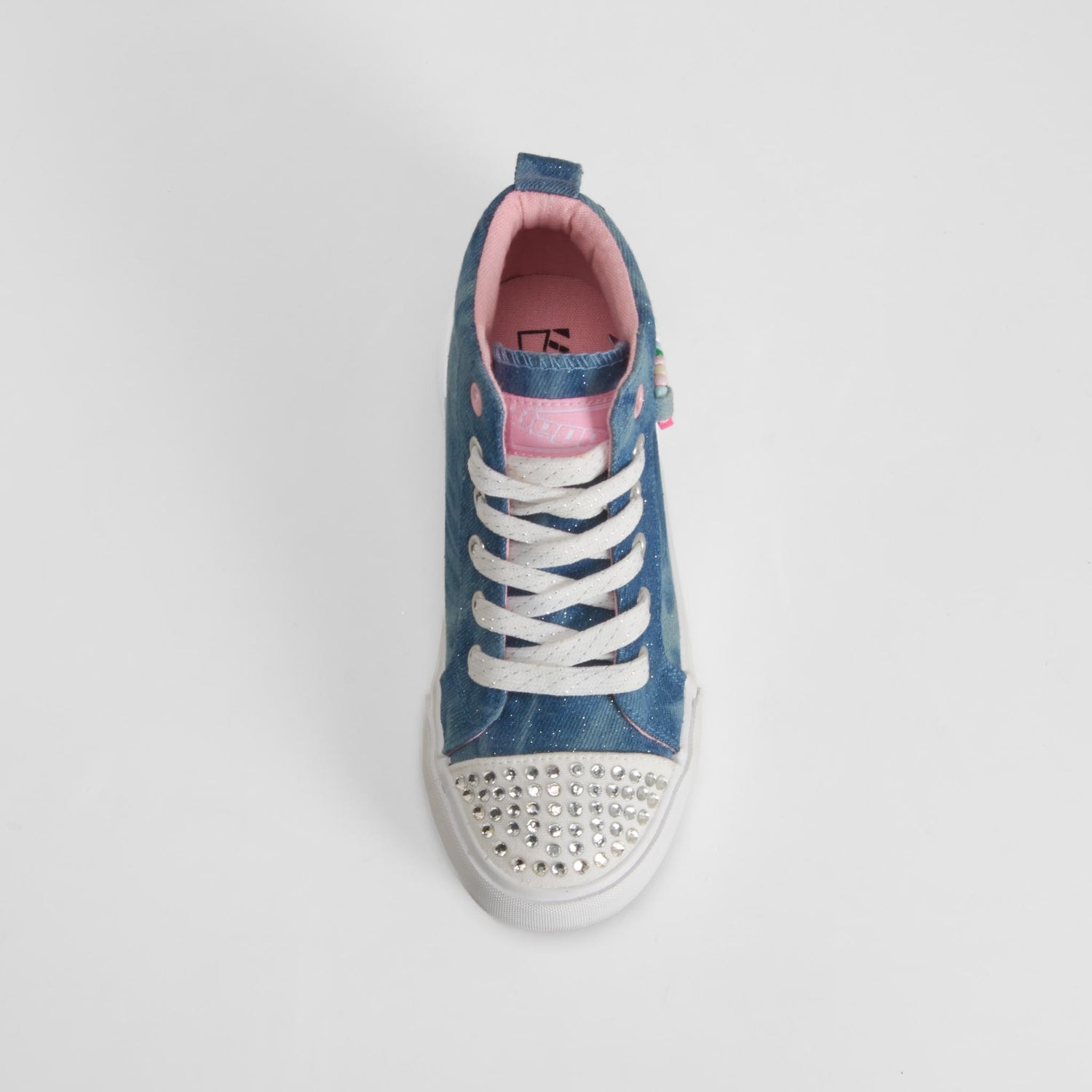 Zapatilla alta lona denim azul con abalorios BEPPI