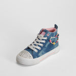 Zapatilla alta lona denim azul con abalorios BEPPI