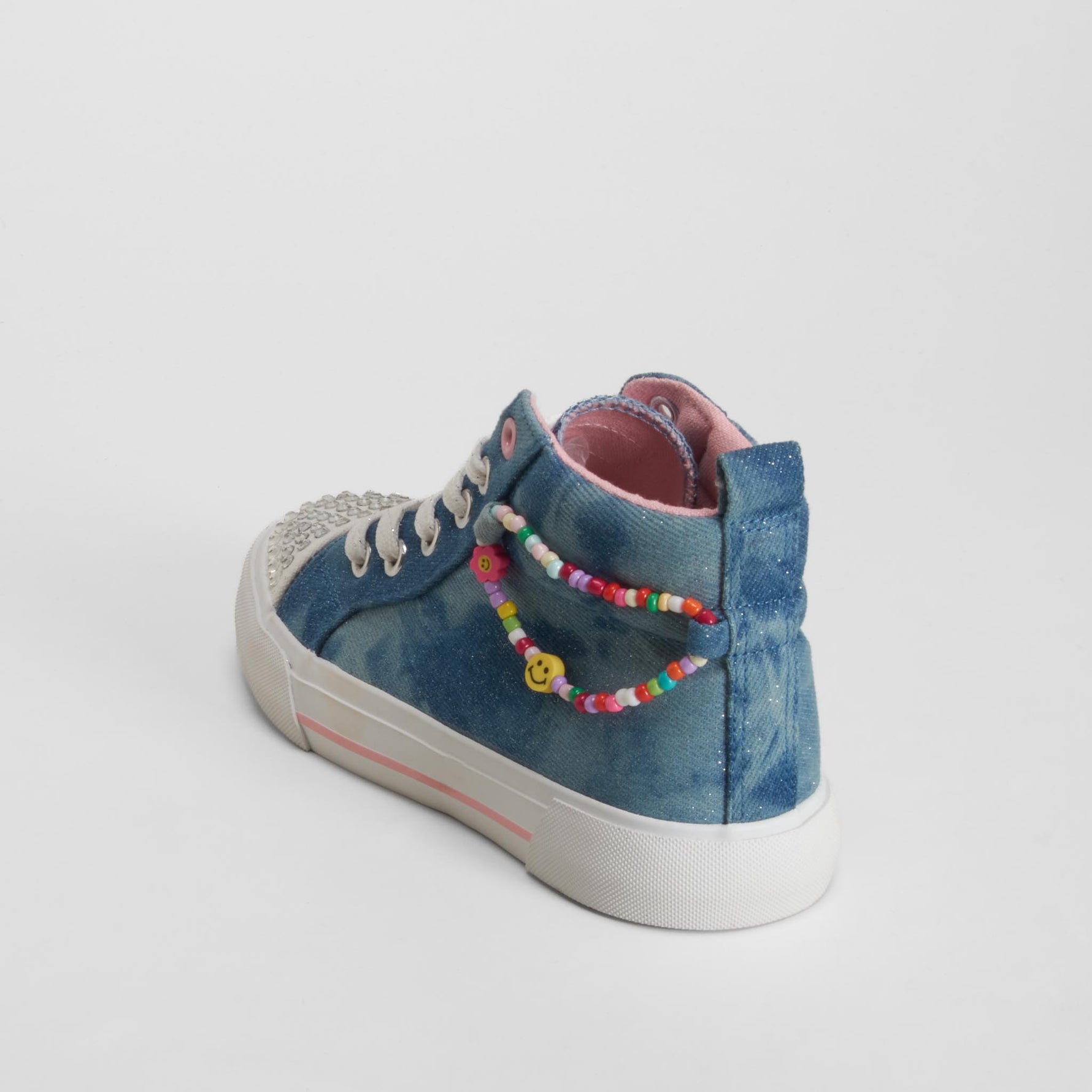 Zapatilla alta lona denim azul con abalorios BEPPI