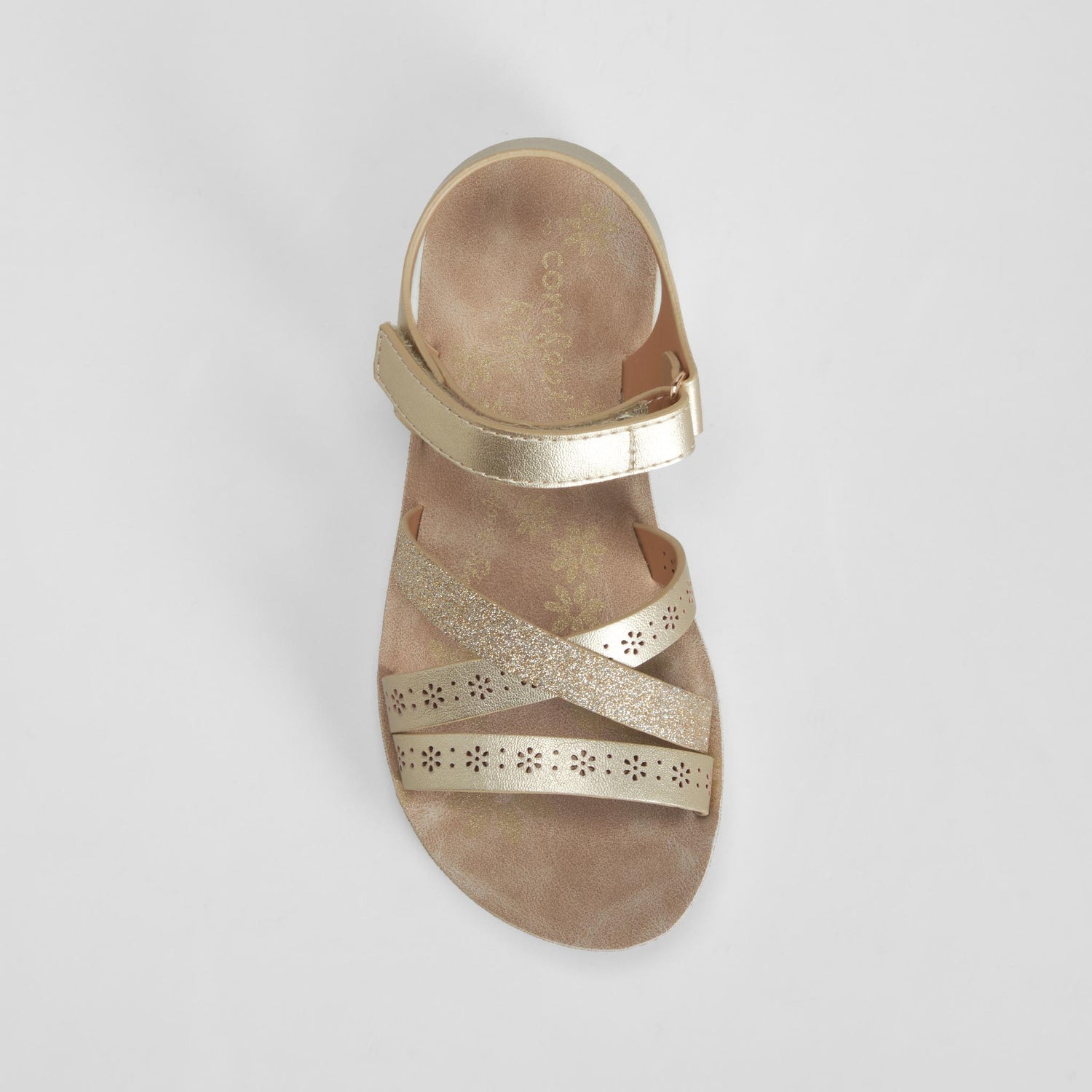 Sandalia multitiras con corazones oro COMFEET