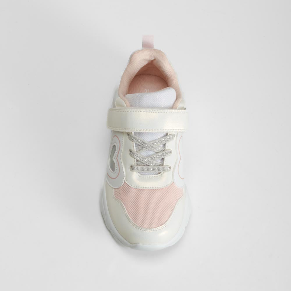 Zapatilla de luces con corazones blanca OH GIRL!