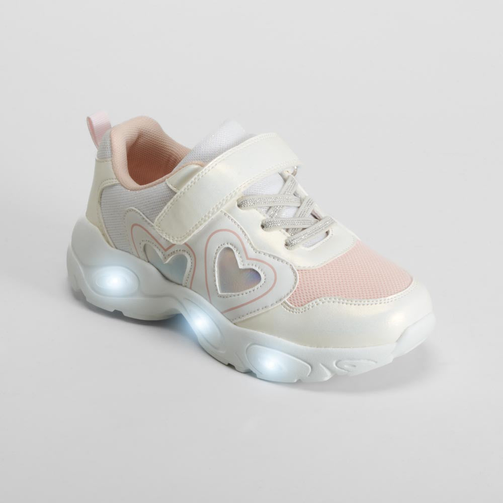 Zapatilla de luces con corazones blanca OH GIRL!