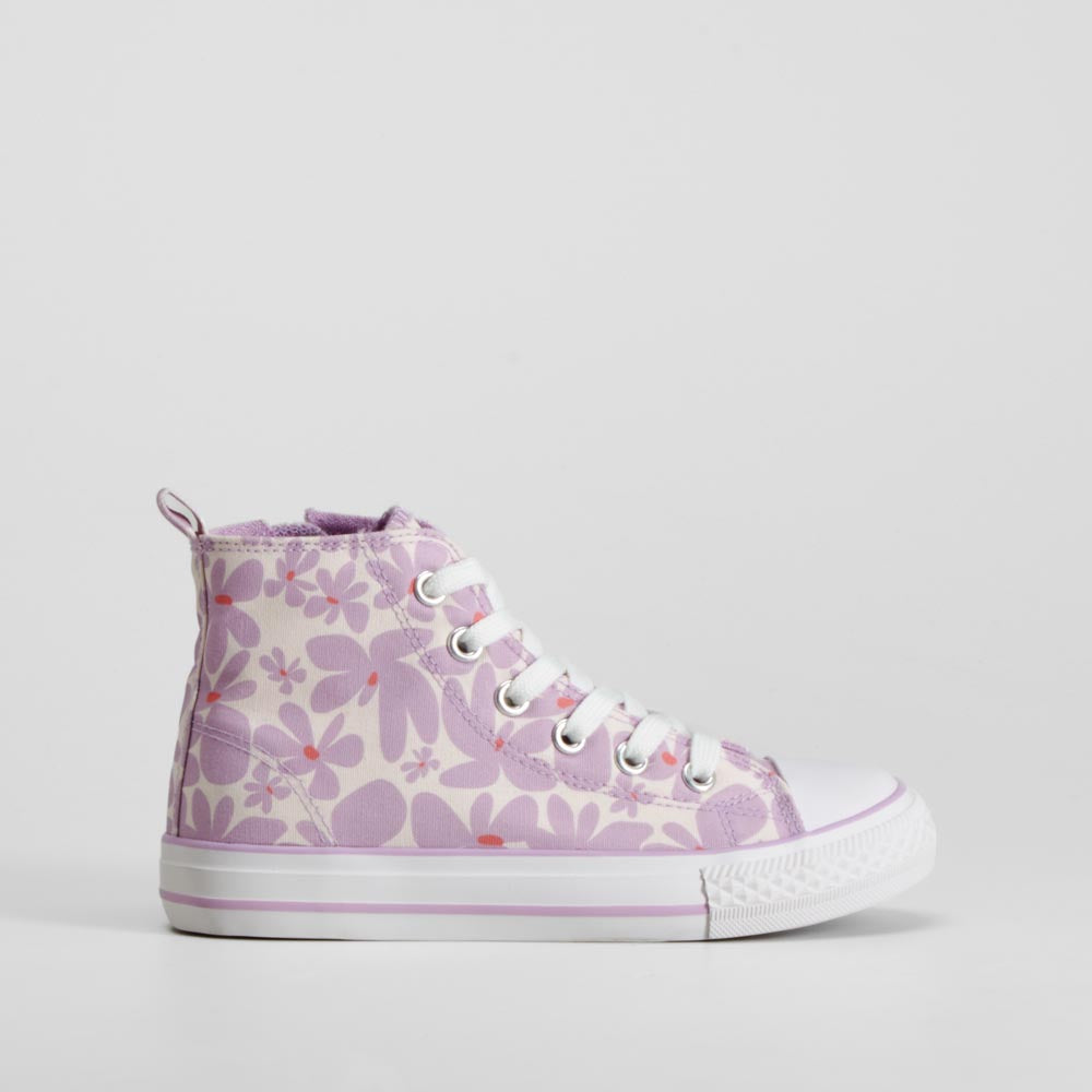 Zapatilla lona alta morado floreada OH GIRL!
