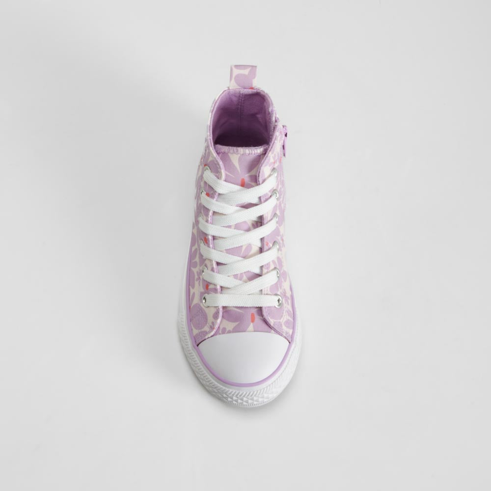 Zapatilla lona alta morado floreada OH GIRL!
